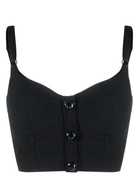  Moschino Teddy Bear-button Bustier Top - Black 