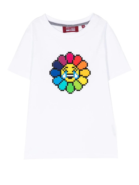  Mostly Heard Rarely Seen 8-bit Laughing Flower Print T-shirt - White 