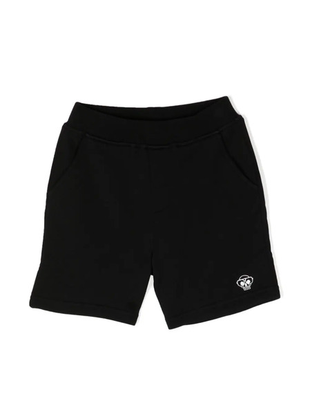  Mostly Heard Rarely Seen 8-bit Mini Skull-embroidered Track Shorts - Black 