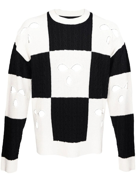  Mostly Heard Rarely Seen Checked Cut-out Wool Jumper - Black 