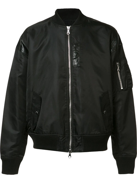  Mostly Heard Rarely Seen Leather Detailing Bomber Jacket - Black 