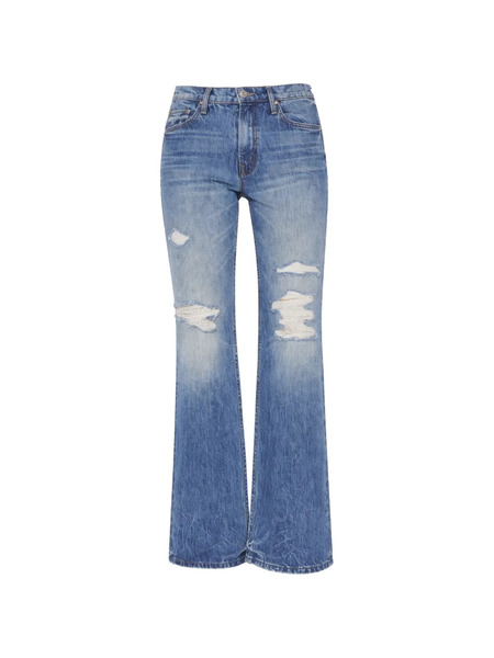  Mother Distressed Bootcut Jeans - Blue 