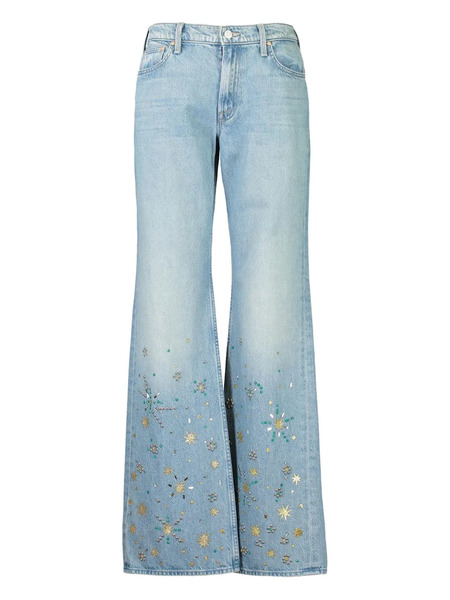  Mother The Bookie Heel Embellished Jeans - Blue 