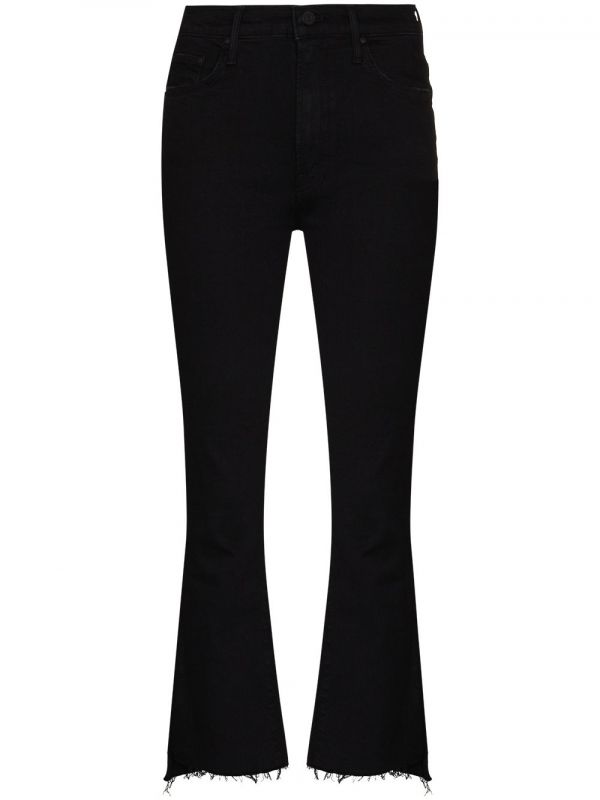  Mother The Insider Crop Step Fray Jeans - Black 