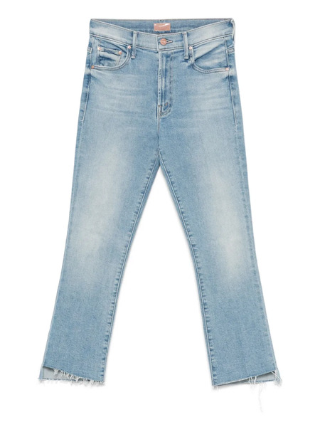  Mother The Insider Crop Step Fray Jeans - Blue 