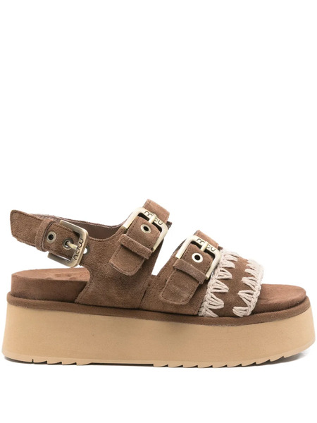  Mou Buckle-embellished Platform Sandals - Brown 