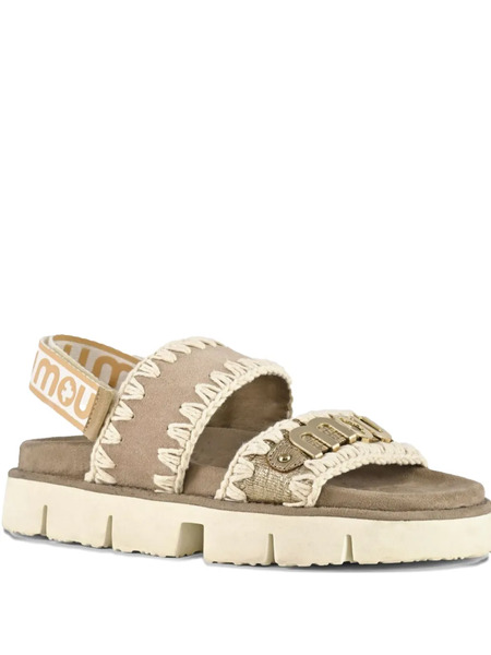  Mou Crochet-detail Sandals - Neutrals 