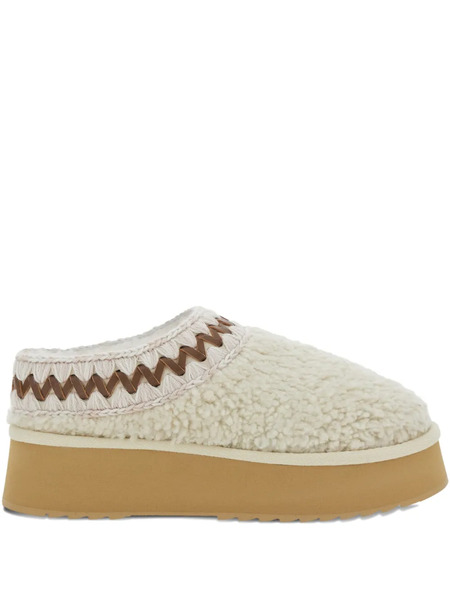  Mou Flatform Shearling Mules - Neutrals 