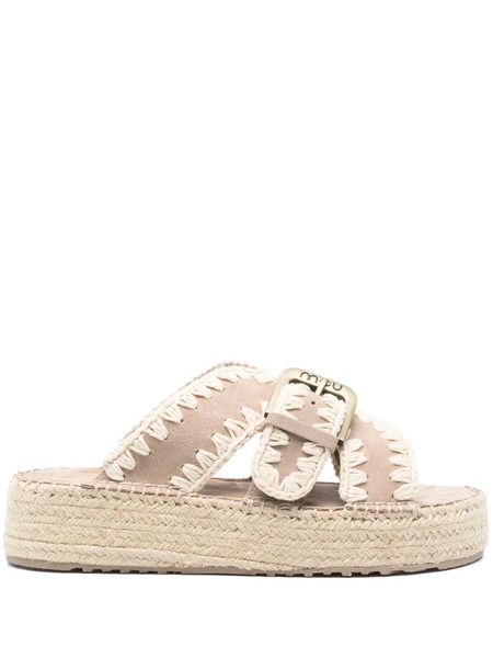  Mou Jute Leather Heeled Sandals - Neutrals 
