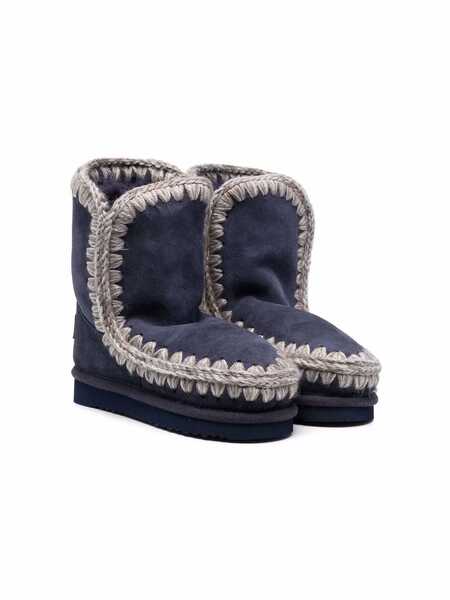  Mou Kids Contrast-stitch Ankle Boots - Blue 