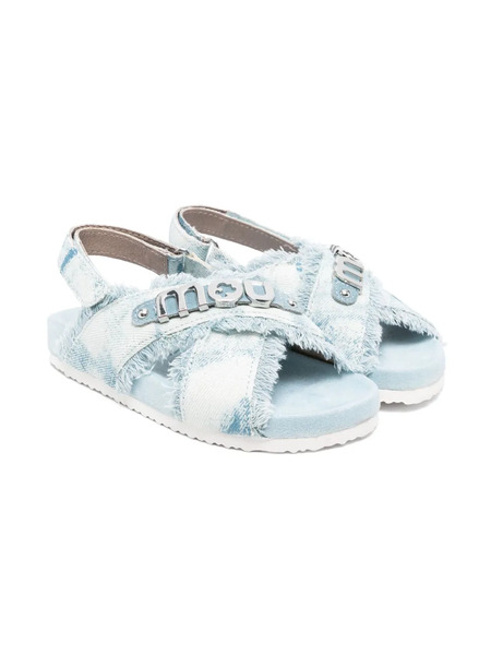  Mou Kids Denim Flat Sandals - Blue 