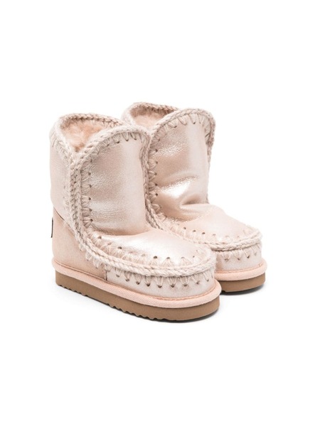  Mou Kids Eskimo Metallic Shearling-lined Boots - Pink 