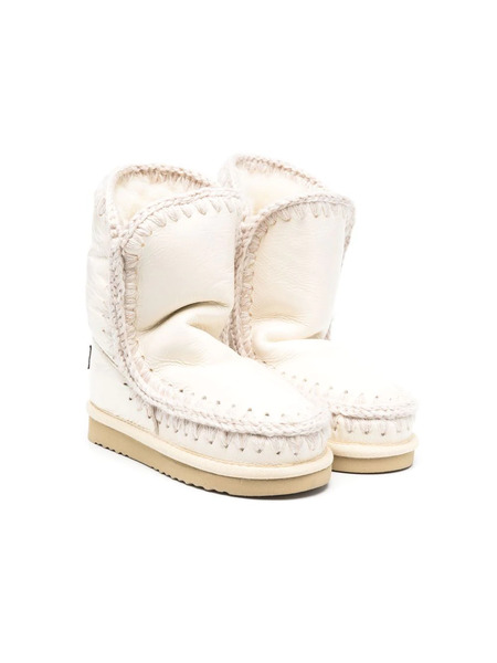  Mou Kids Shearling-lined Leather Boots - White 