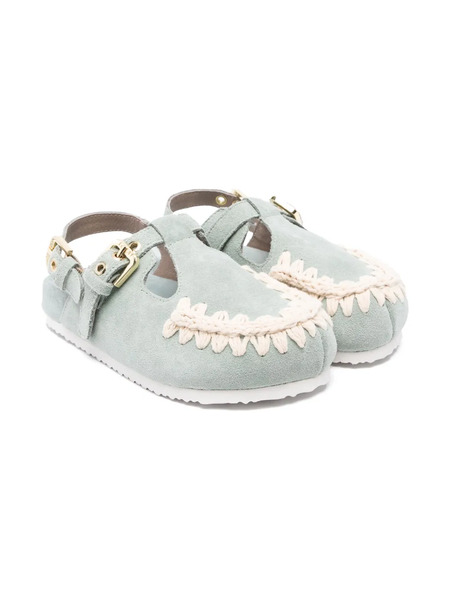  Mou Kids Suede Sandals - Green 