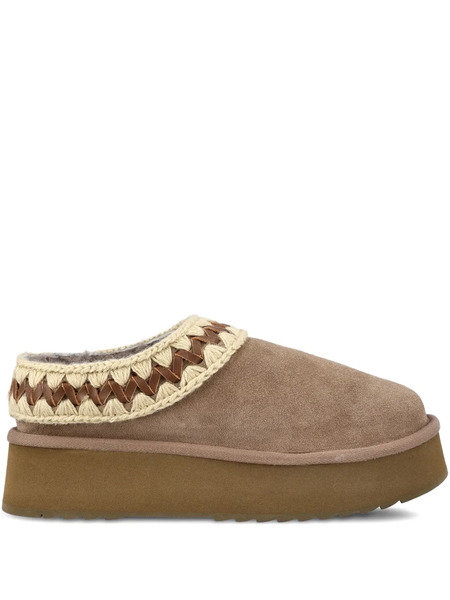  Mou Leather Platform Slippers - Brown 