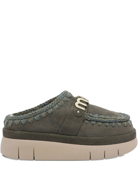  Mou Lettering-logo Mules - Green 
