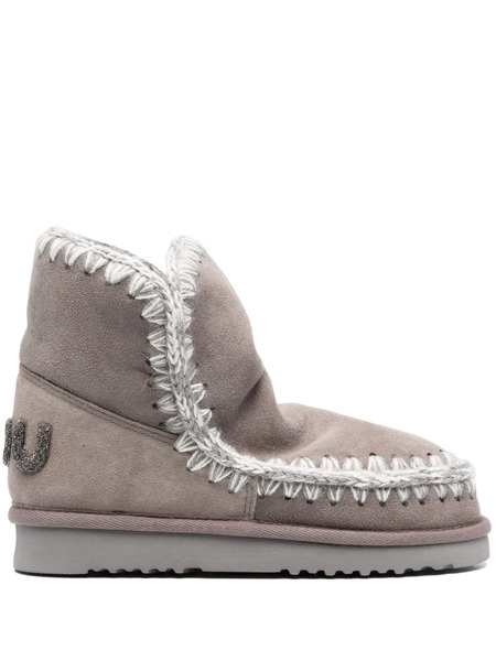  Mou Logo-appliqué Suede Ankle Boots - Grey 