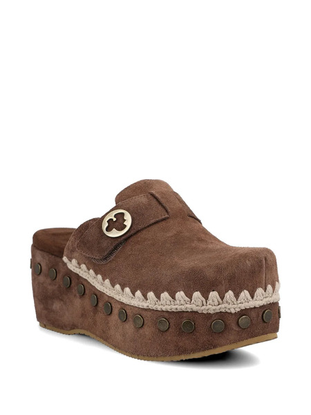  Mou Logo-detail Studded Clogs - Brown 