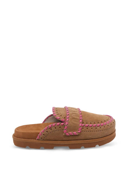  Mou Logo-embossed Perforated Mules - Neutrals 