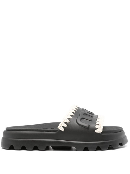  Mou Logo-embossed Slides - Black 