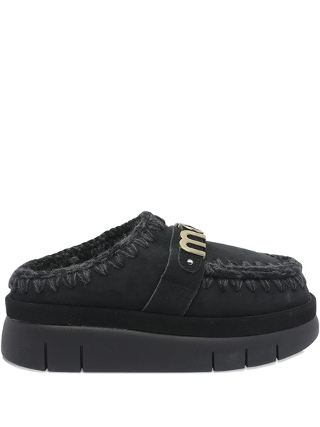  Mou Logo Round-toe Mules - Black 
