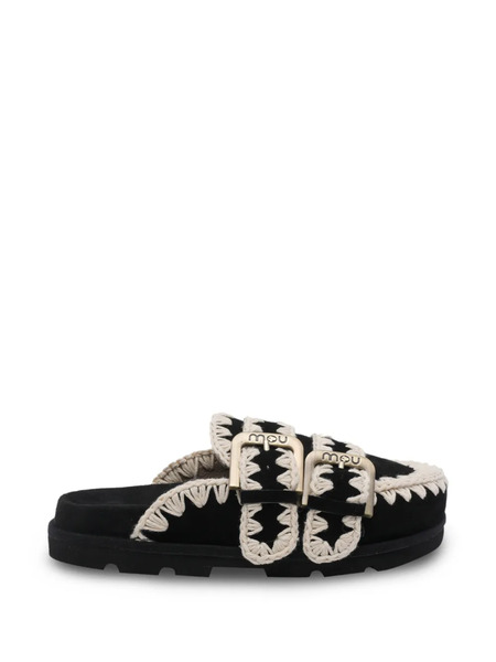  Mou Low Bio Buckle Mules - Black 