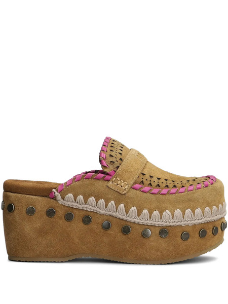  Mou 60mm Suede Clogs - Brown 