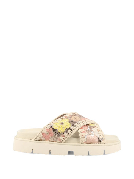  Mou Sequin-embellished Flat Sandals - Neutrals 