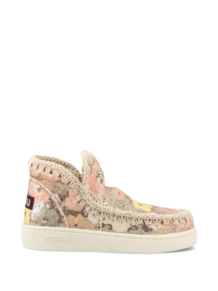  Mou Sequin-embellished Floral Boots - Neutrals 