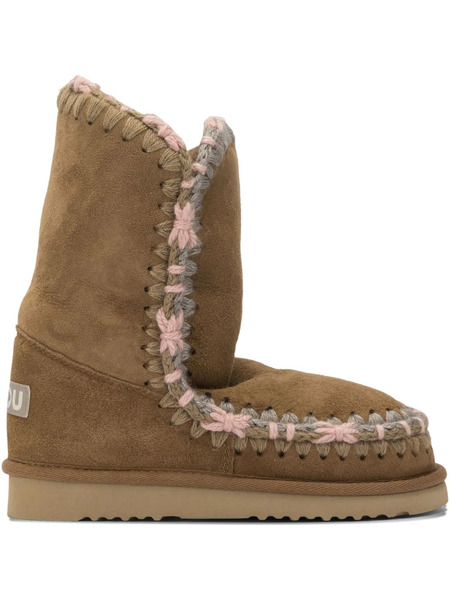  Mou Stitch-detail Ankle Boots - Brown 