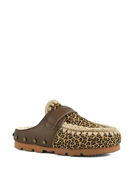  Mou Winter Bio Studded-leopard Mules - Brown 