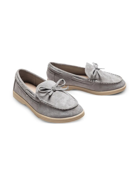  Moustache Bow-detail Loafers - Grey 
