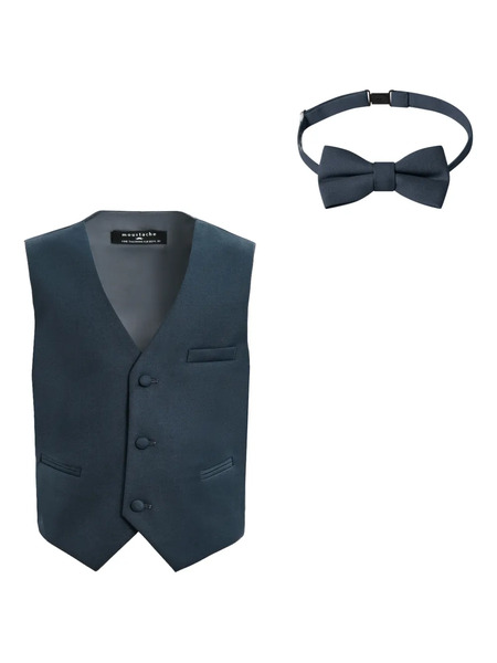  Moustache Bow Tie Gilet Set (set Of Two) - Blue 