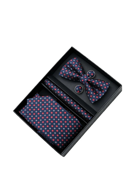  Moustache Floral-print Accessory Set - Blue 