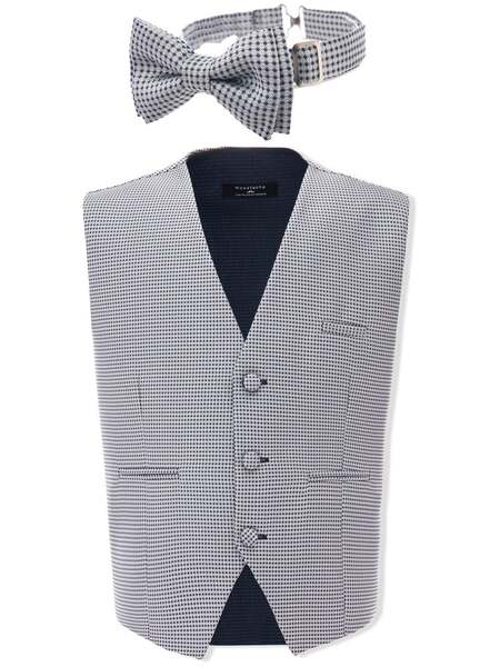  Moustache Geometric-print Waistcoat Set - Grey 