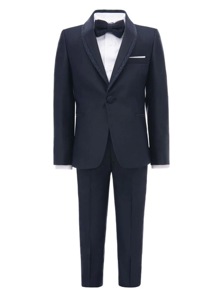  Moustache Glitter-trim Suit (set Of Four) - Blue 