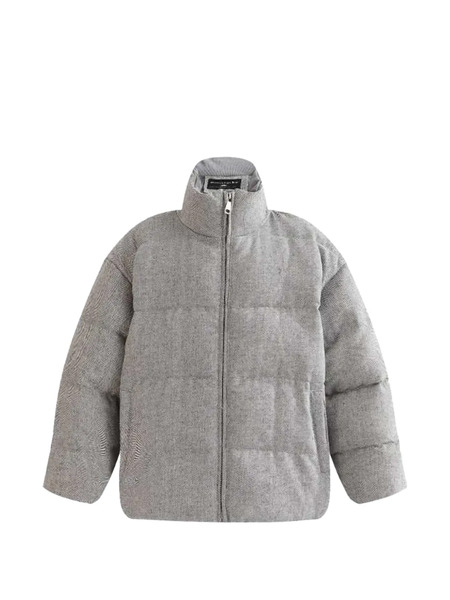  Moustache High-collar Puffer Jacket - Grey 