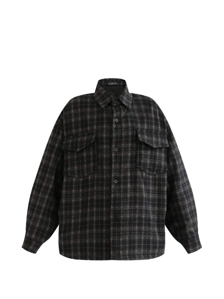  Moustache Plaid-pattern Shirt - Black 