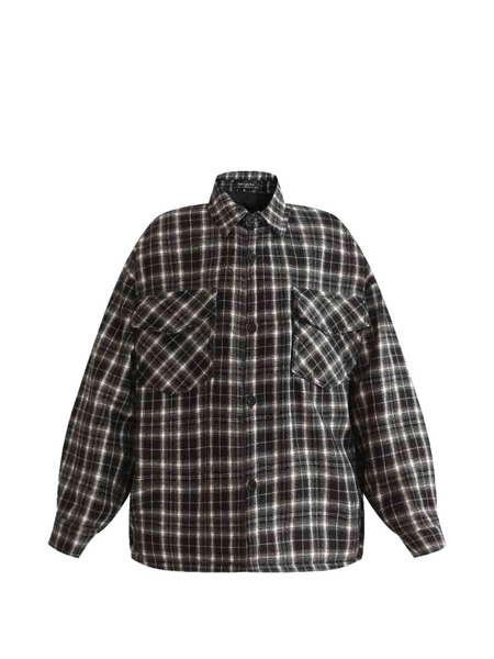 Moustache Plaid-pattern Shirt - Grey 