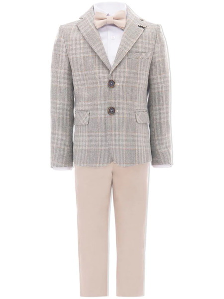  Moustache Plaid Peak-lapel Suit - Neutrals 