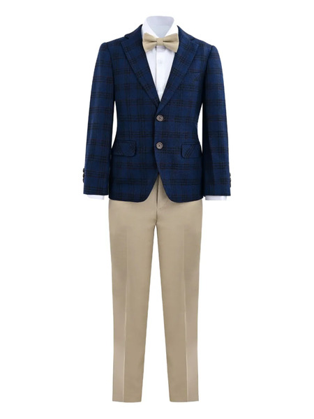  Moustache Plaid Suit - Blue 