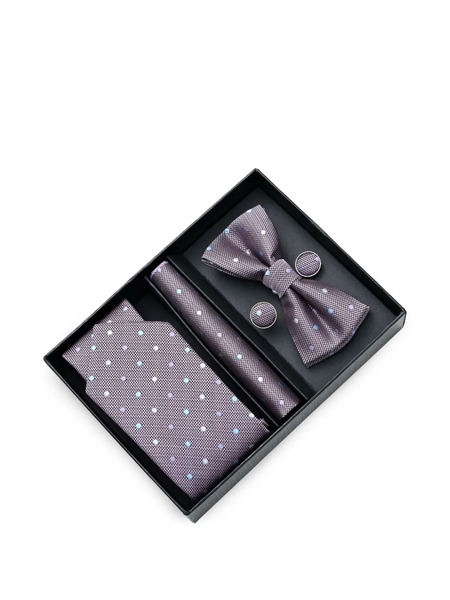  Moustache Polka-dot Accessory Set - Purple 