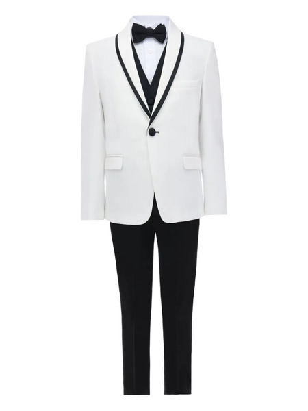  Moustache Shawl-lapel Suit (set Of Three) - White 