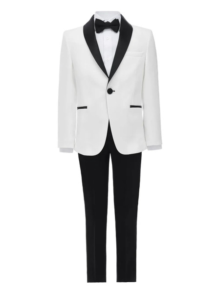  Moustache Shawl-lapel Suit (set Of Three) - White 