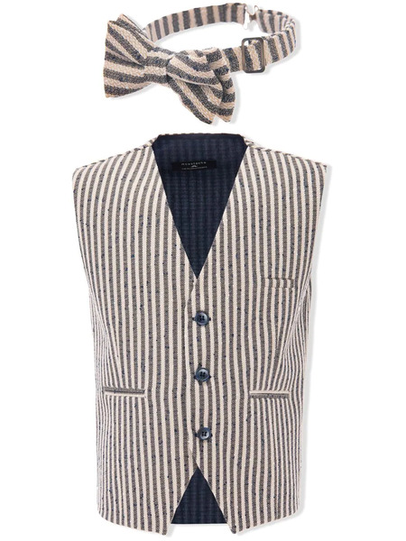  Moustache Stripe-print Waistcoat Set - Neutrals 