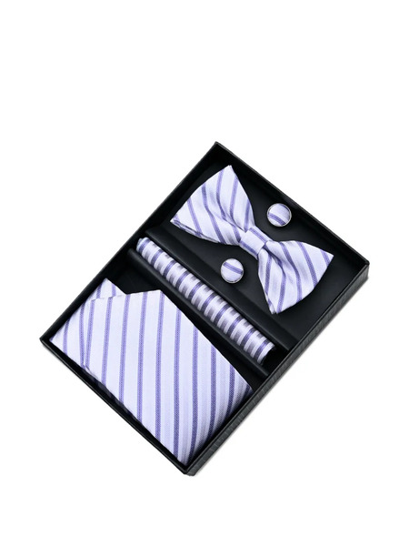  Moustache Striped Accessory Set - Purple 