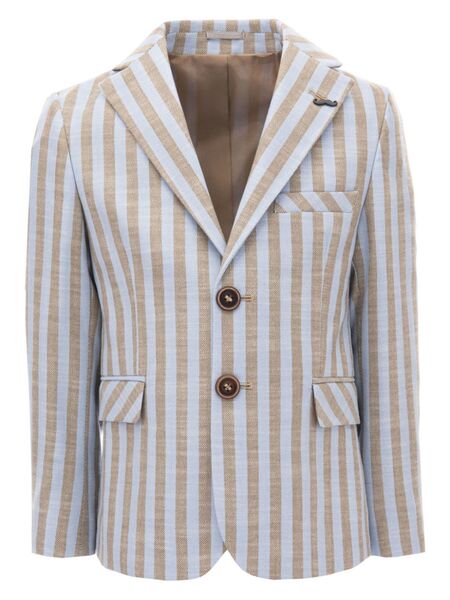  Moustache Striped Single-breasted Blazer - Blue 