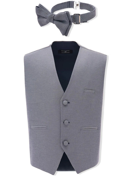  Moustache Textured Two-piece Waistcoat Set - Grey 