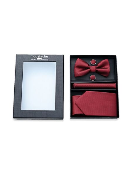  Moustache Tie Set - Red 