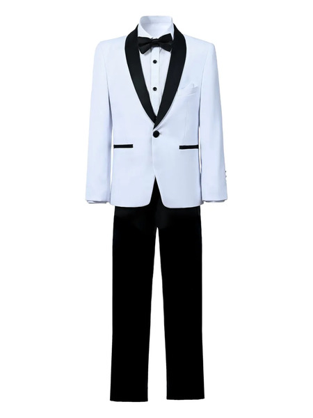  Moustache Tuxedo Suit - White 